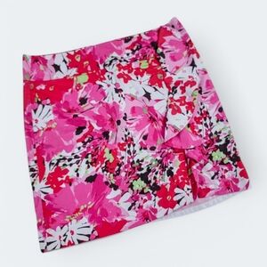 Cato Floral Pink Red Skirt Ruffle Size 14 Spring Summer Easter Party Pretty